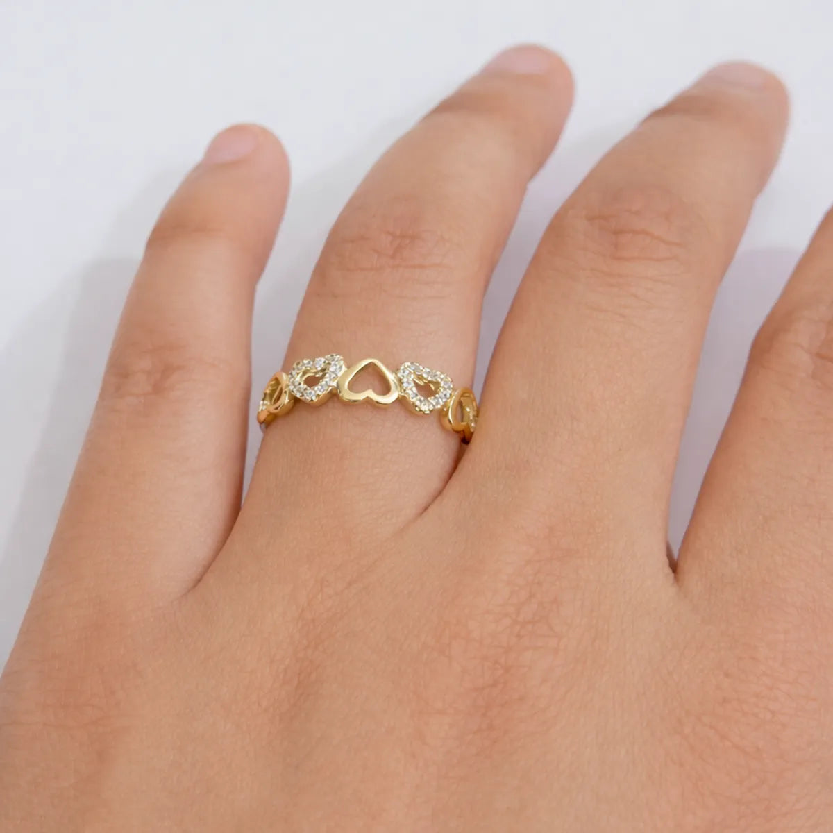 crystal heart love band for women elegant statement ring