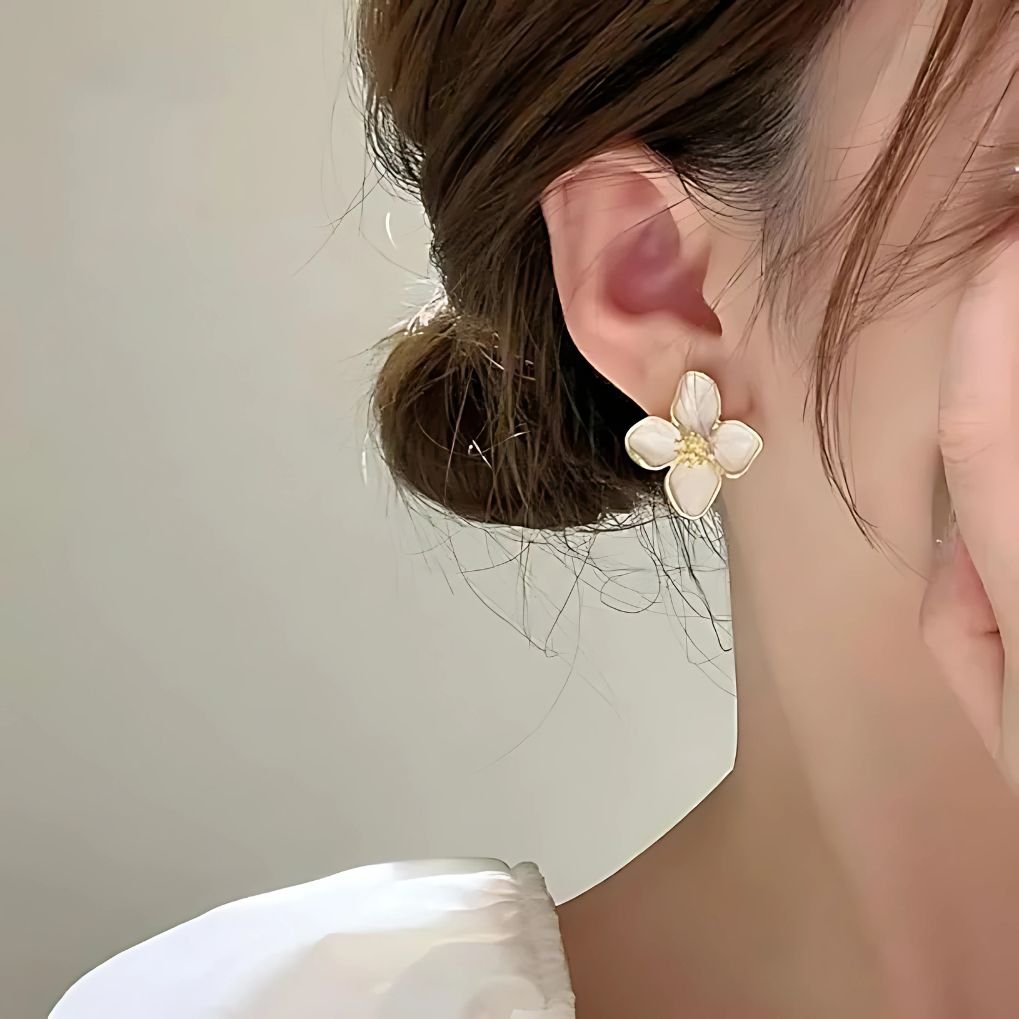 delicate enamel flower stud earrings for women elegant floral design