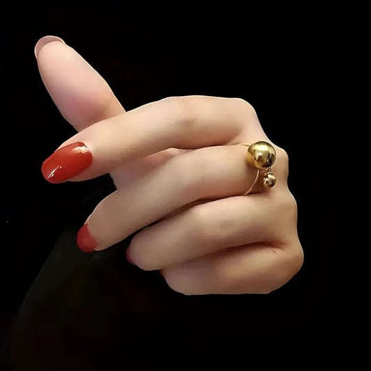 double ball open ring for women