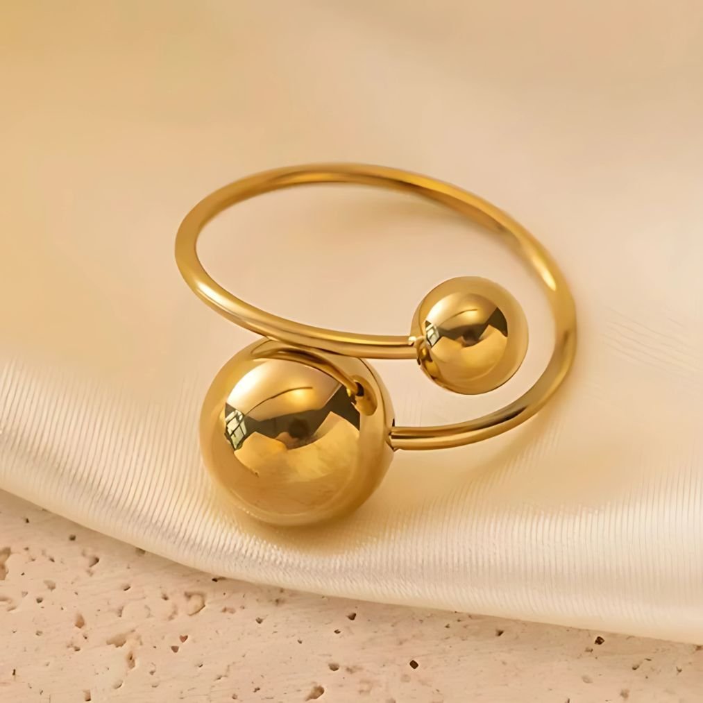 double ball open ring for women