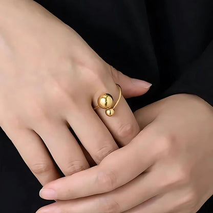 double ball open ring for women