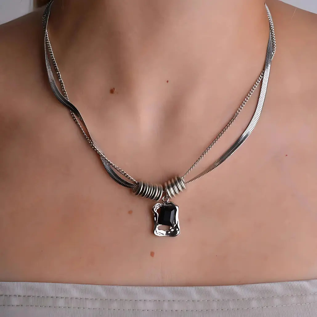 double layer chain necklace for women
