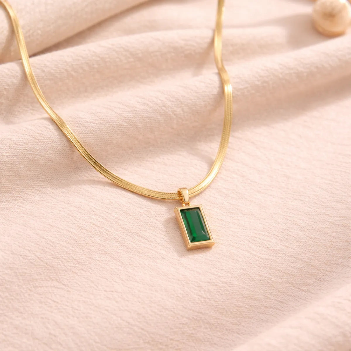 emerald green pendant necklace for women with elegant snake chain