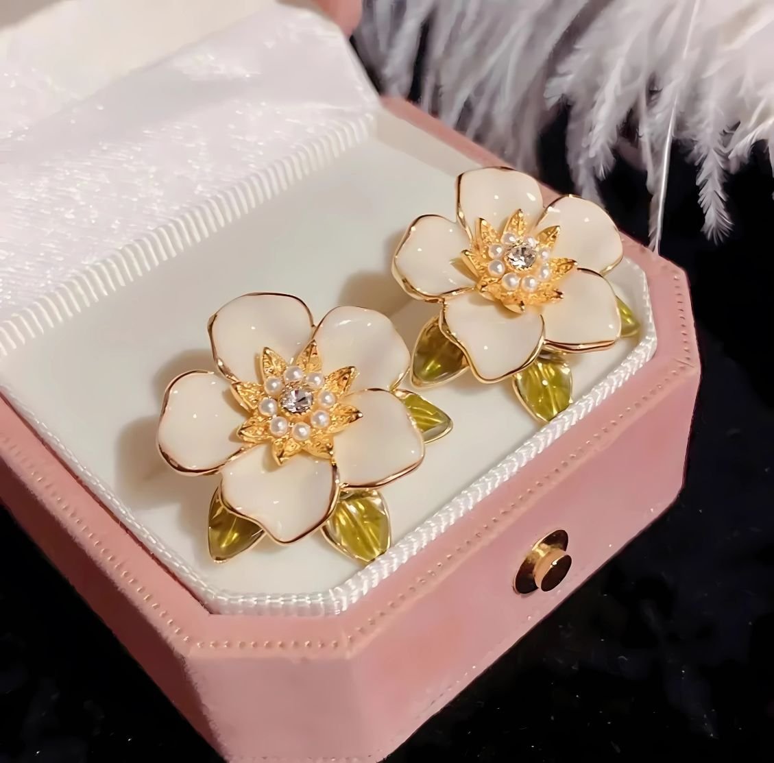 enamel flower stud earrings for women korean style floral studs