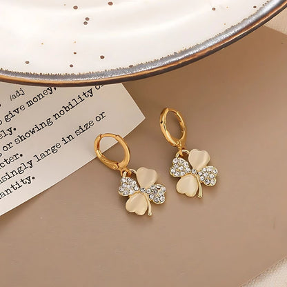 four leaf clover opal earrings