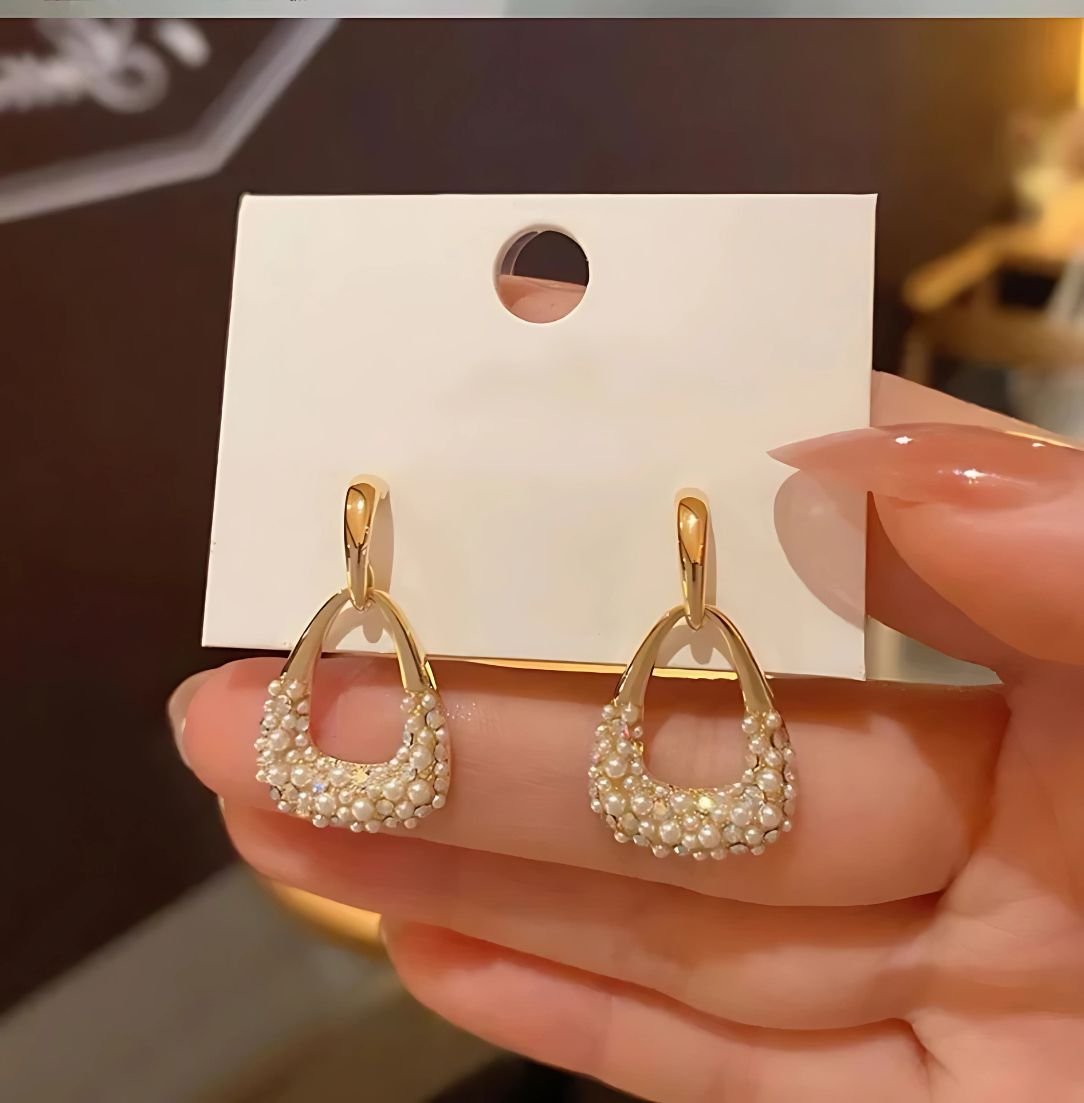 geometric baroque pearl drop earrings for women