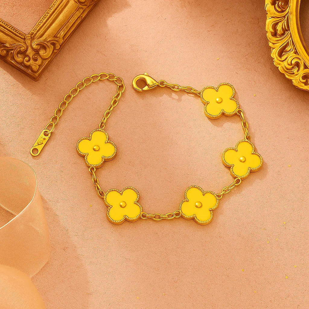 Gold clover bracelet for women anti tarnish waterproof jewellery