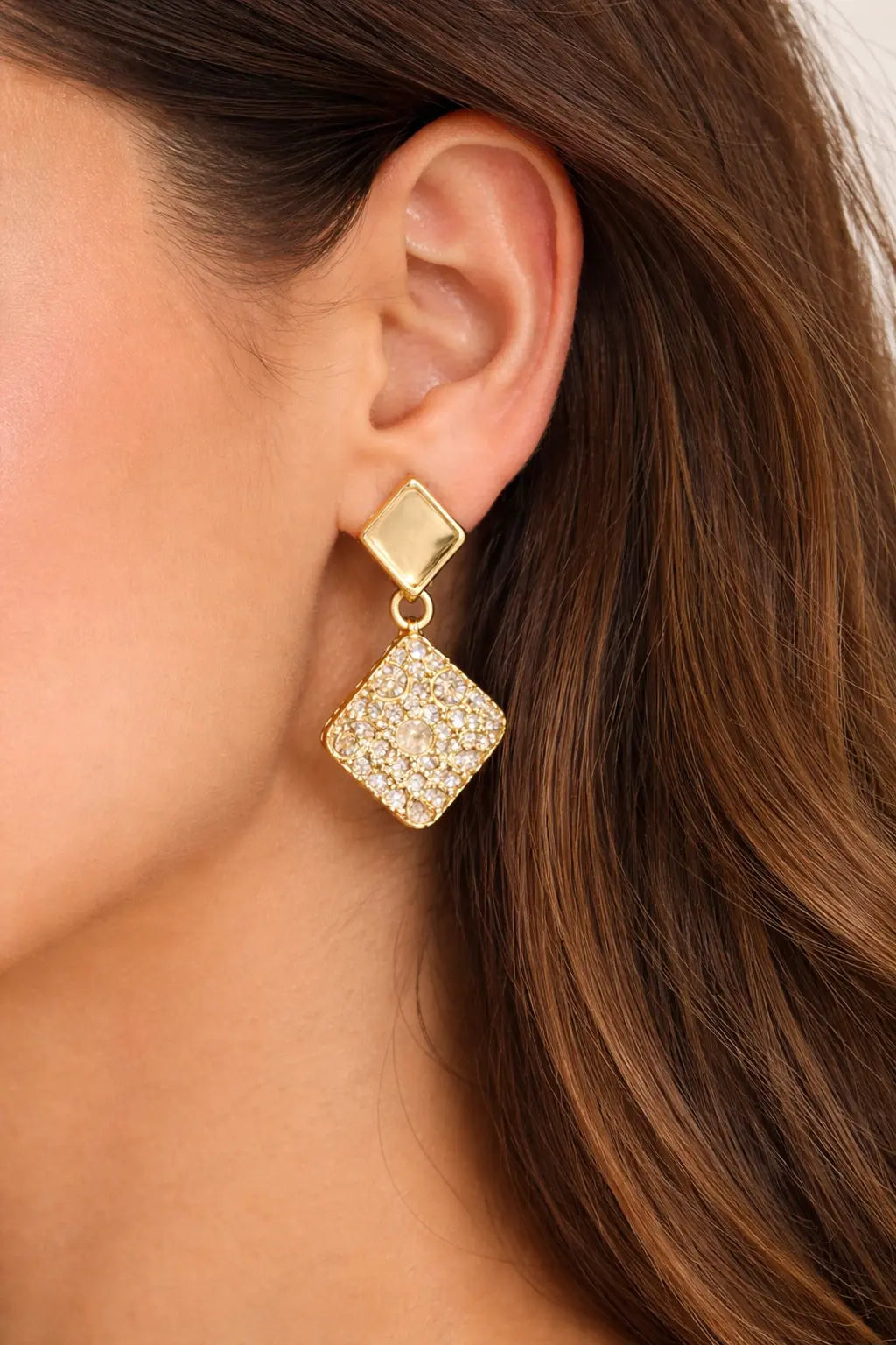 Gold Plated Stone Drop Earrings for Women – Valentine Gift