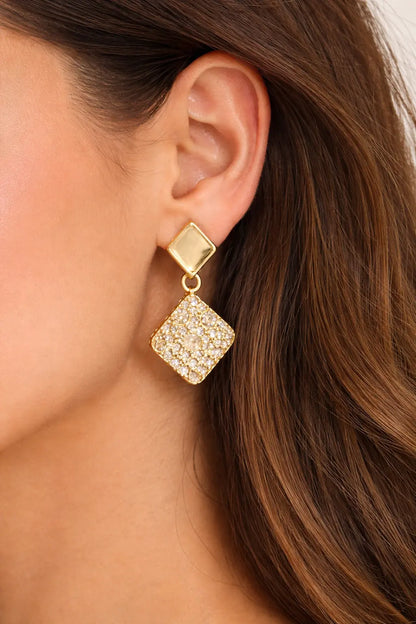 Gold Plated Stone Drop Earrings for Women – Valentine Gift