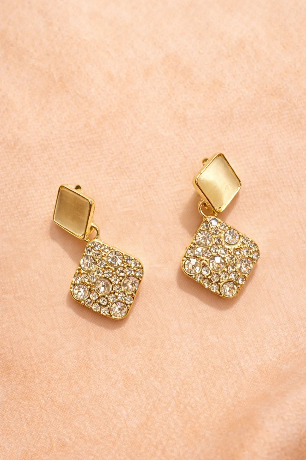 Gold Plated Stone Drop Earrings for Women – Valentine Gift