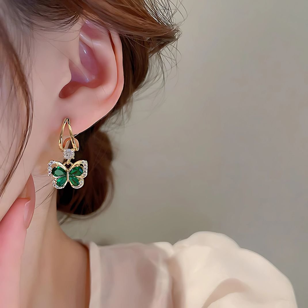 green emerald drop earrings for women