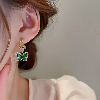 green emerald drop earrings for women