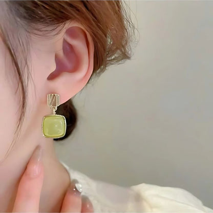 green square dangle earrings for women