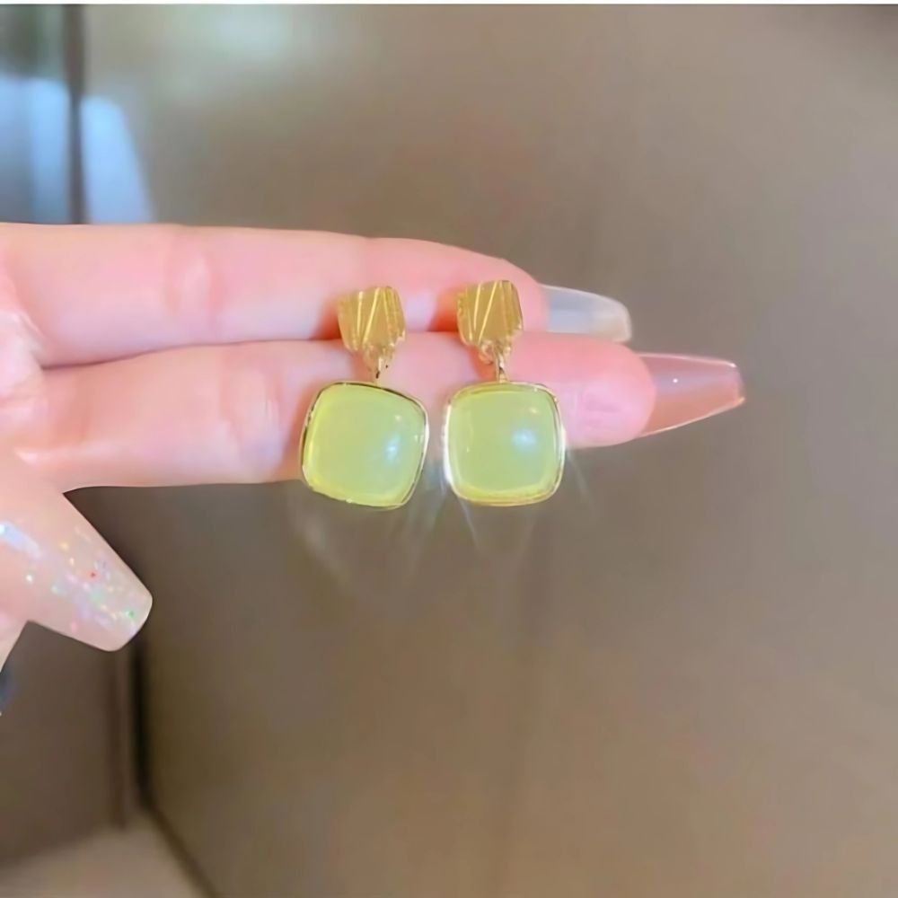 green square dangle earrings for women