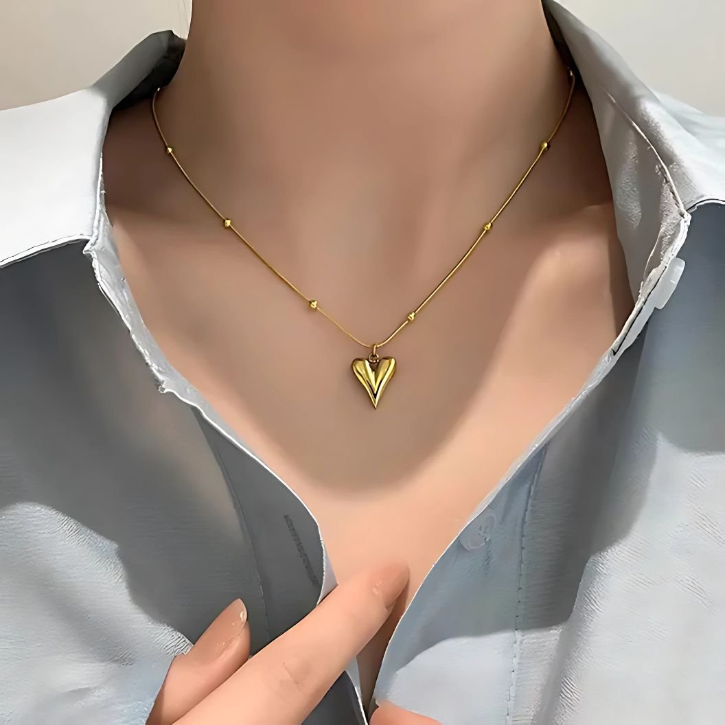 trendy heart beads chain necklace for women
