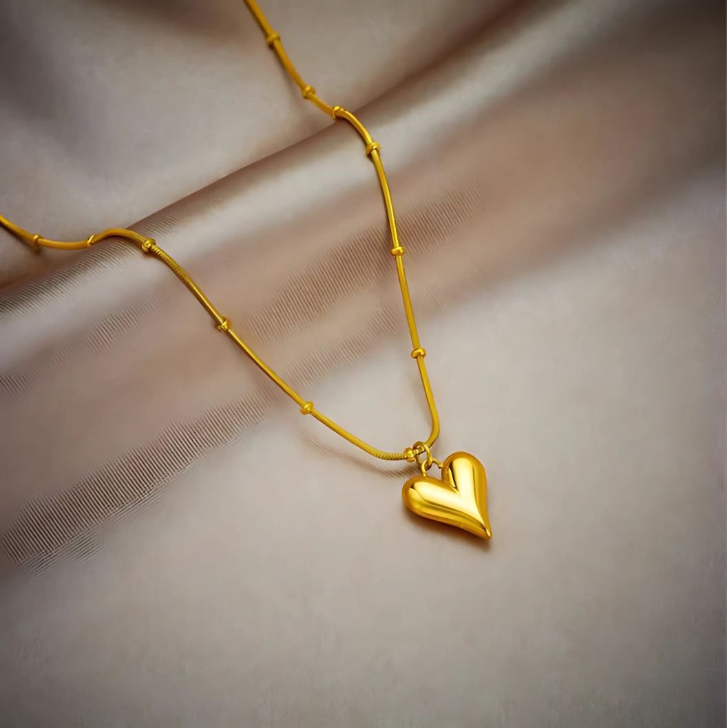 trendy heart beads chain necklace for women