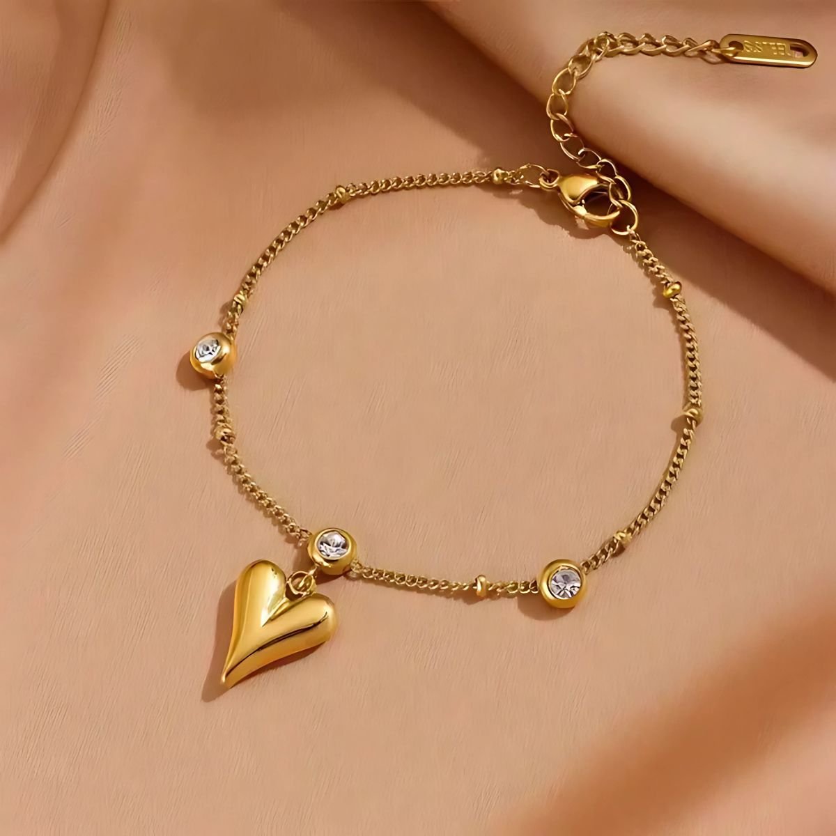 heart drop stone bracelet for women