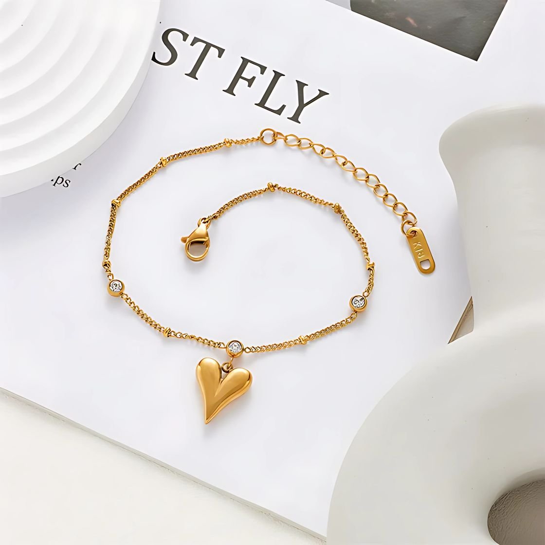 heart drop stone bracelet for women