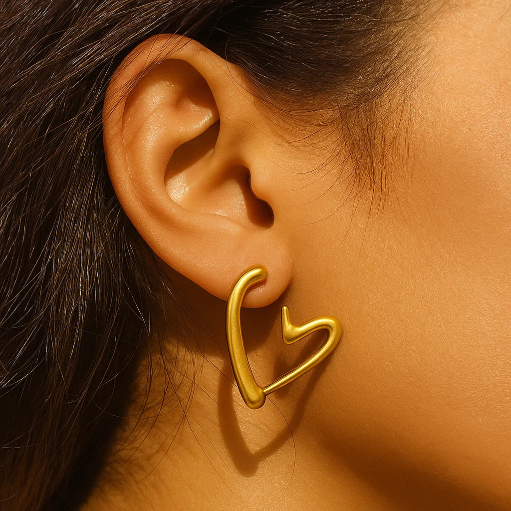 Anti tarnish heart hoop earrings