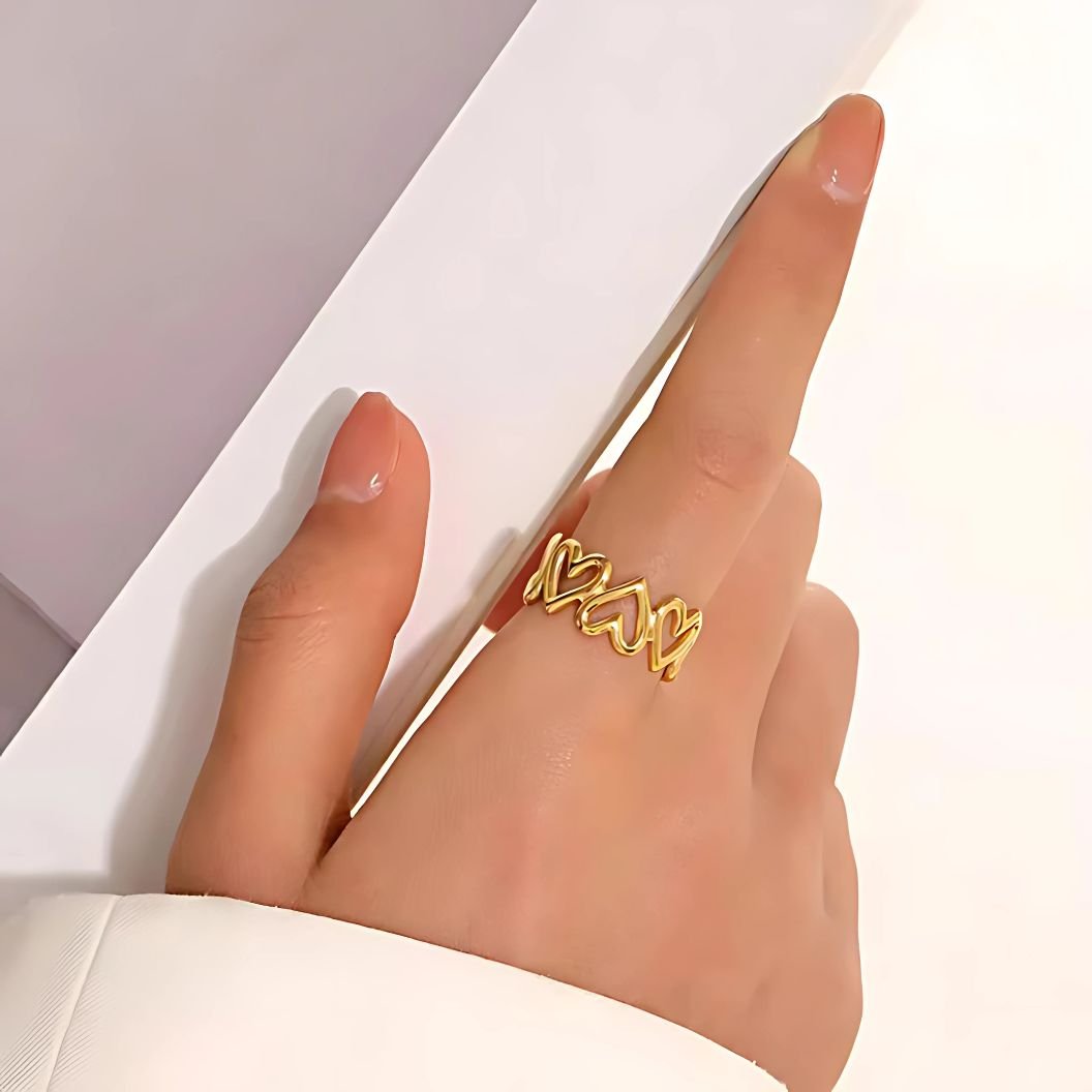 heart shape adjustable ring for women