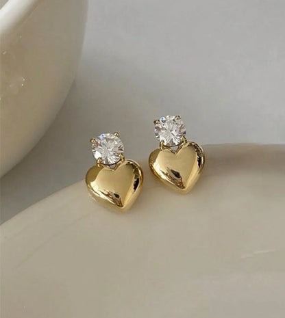 heart stud earrings korean