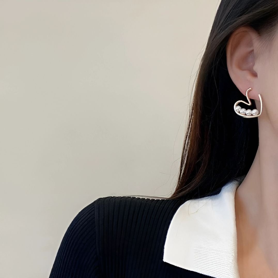 pearl heart stud earrings for women