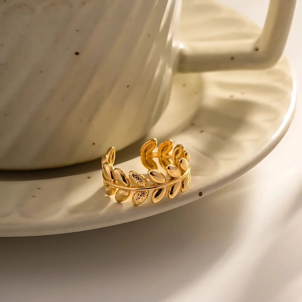 adjustable leaf design ring for women