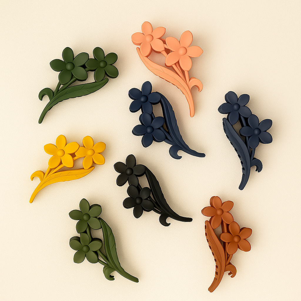 matte flower leaf hair clutcher