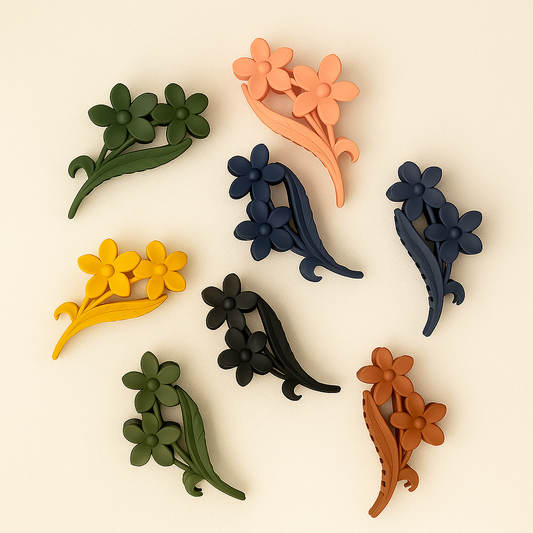 matte flower leaf hair clutcher