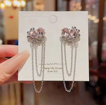 multi hearts chain drop earrings