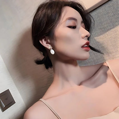 opal oval drop earrings for women minimal elegant design