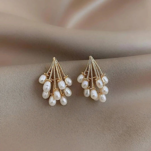 peacock pearl drop earrings for women elegant party wear