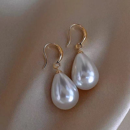 white pearl drop earrings for women