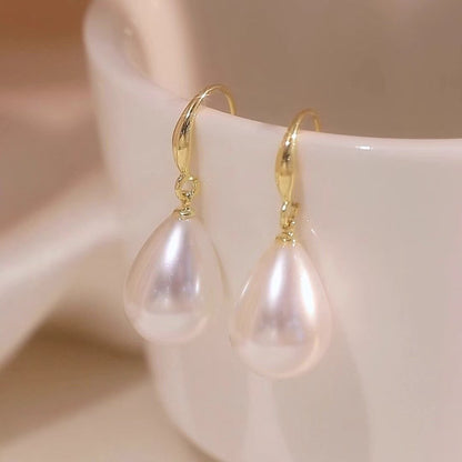 white pearl drop earrings for women