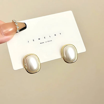 pearl geometric rectangle stud earrings for women