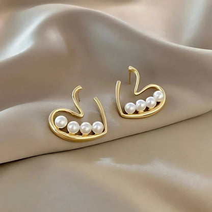 pearl heart stud earrings for women