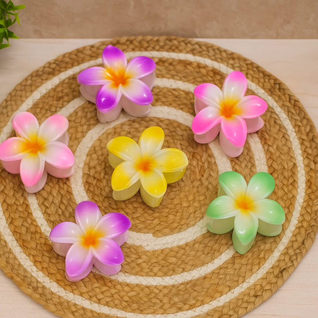 plumeria flower hair claw clips set of 4 for women strong hold accessories
