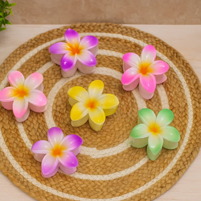 plumeria flower hair claw clips set of 4 for women strong hold accessories