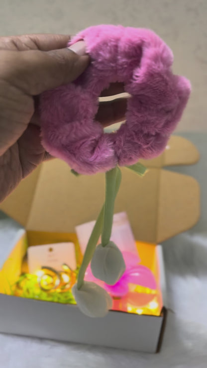 Trendy Pink Tulip Scrunchie