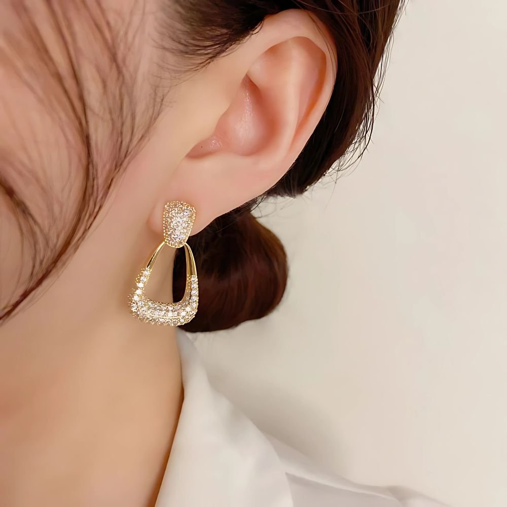 Rhinestone Studded Drop Earrings