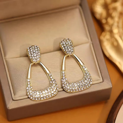 Rhinestone Studded Drop Earrings