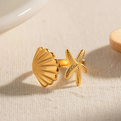 starfish shell ring for women ocean style