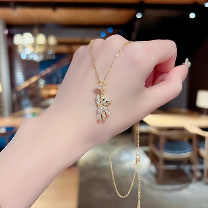 teddy bear pendant necklace for women