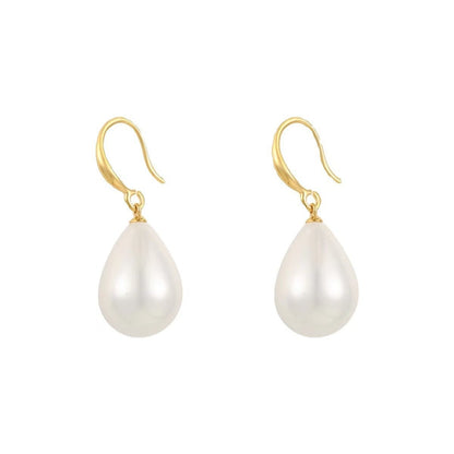 white pearl drop earrings for women
