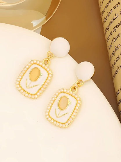 white tulip opal drop earrings for women