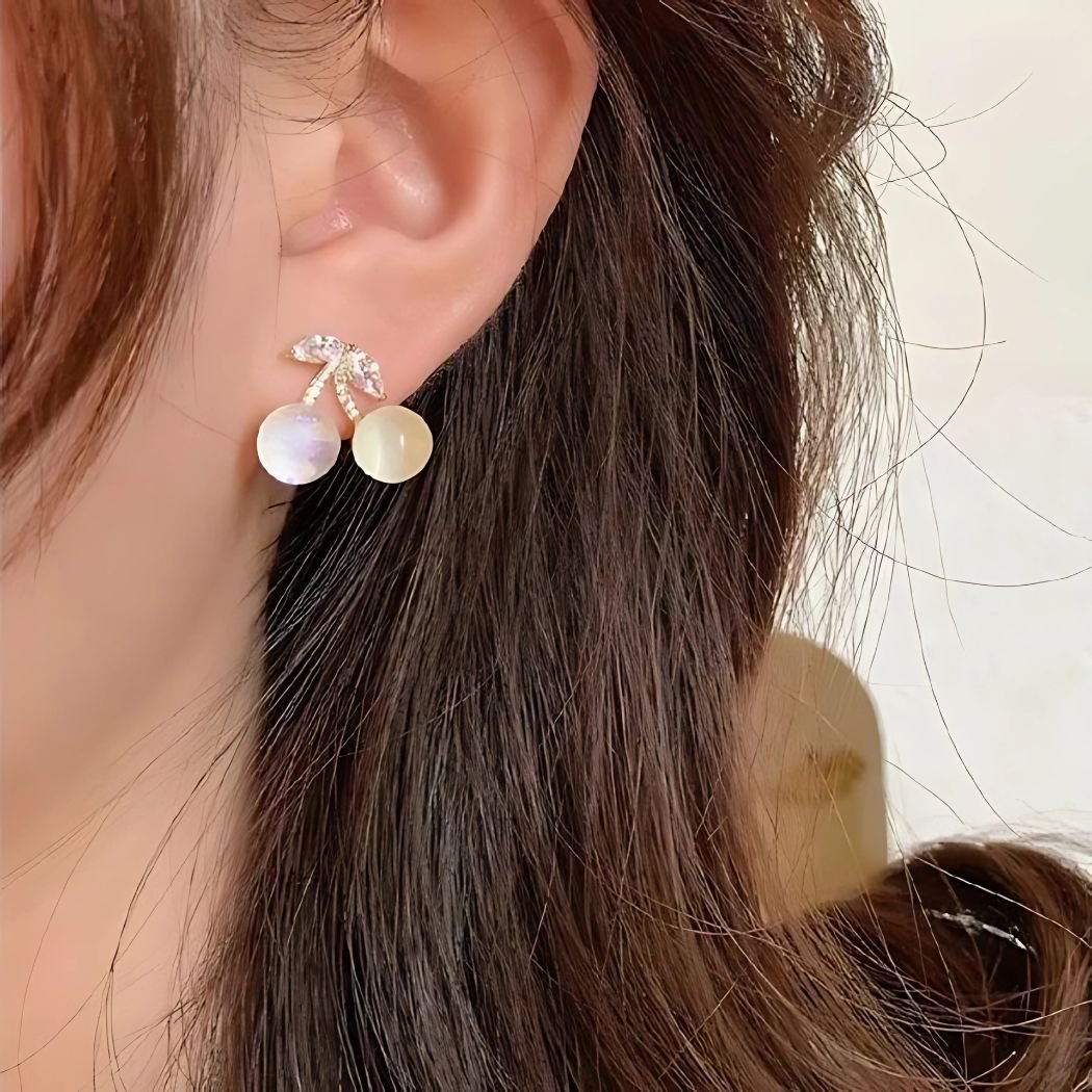 yellow floral pearl drop earrings for women