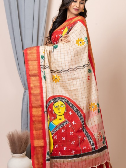 Ethnic Motifs Printed pure Cotton Saree