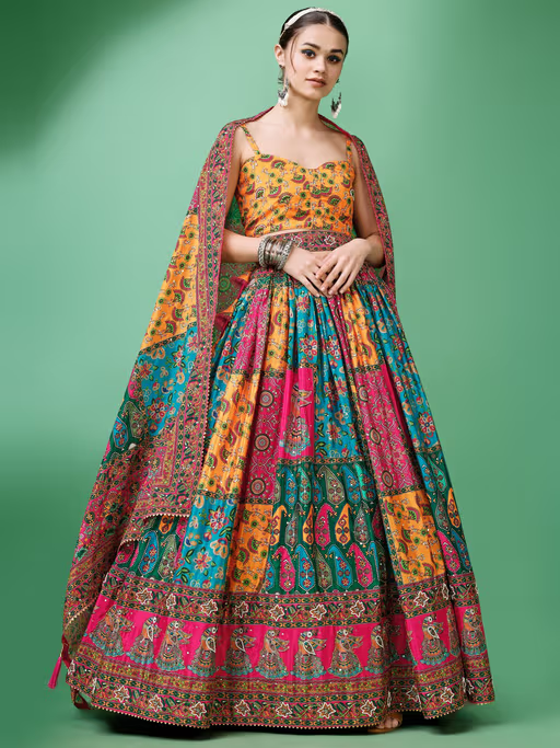 Chinoon Printed Semi Stitched Lehenga Blouse