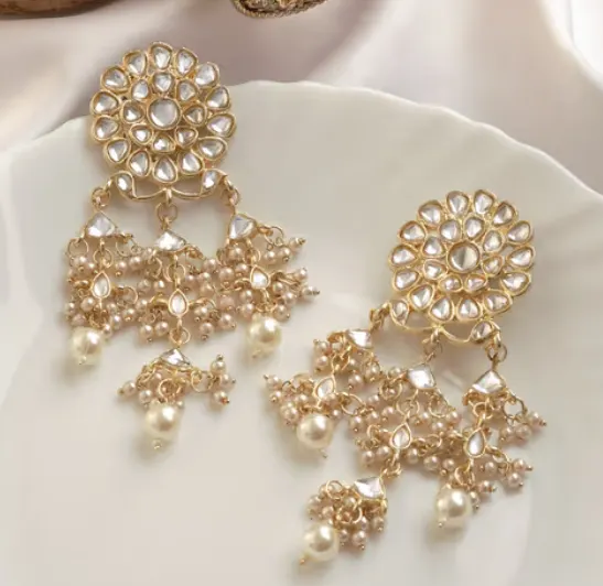 Pearl and Polki Earring
