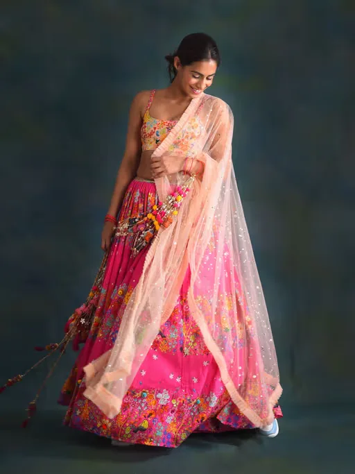Fuchsia Floral Lehanga